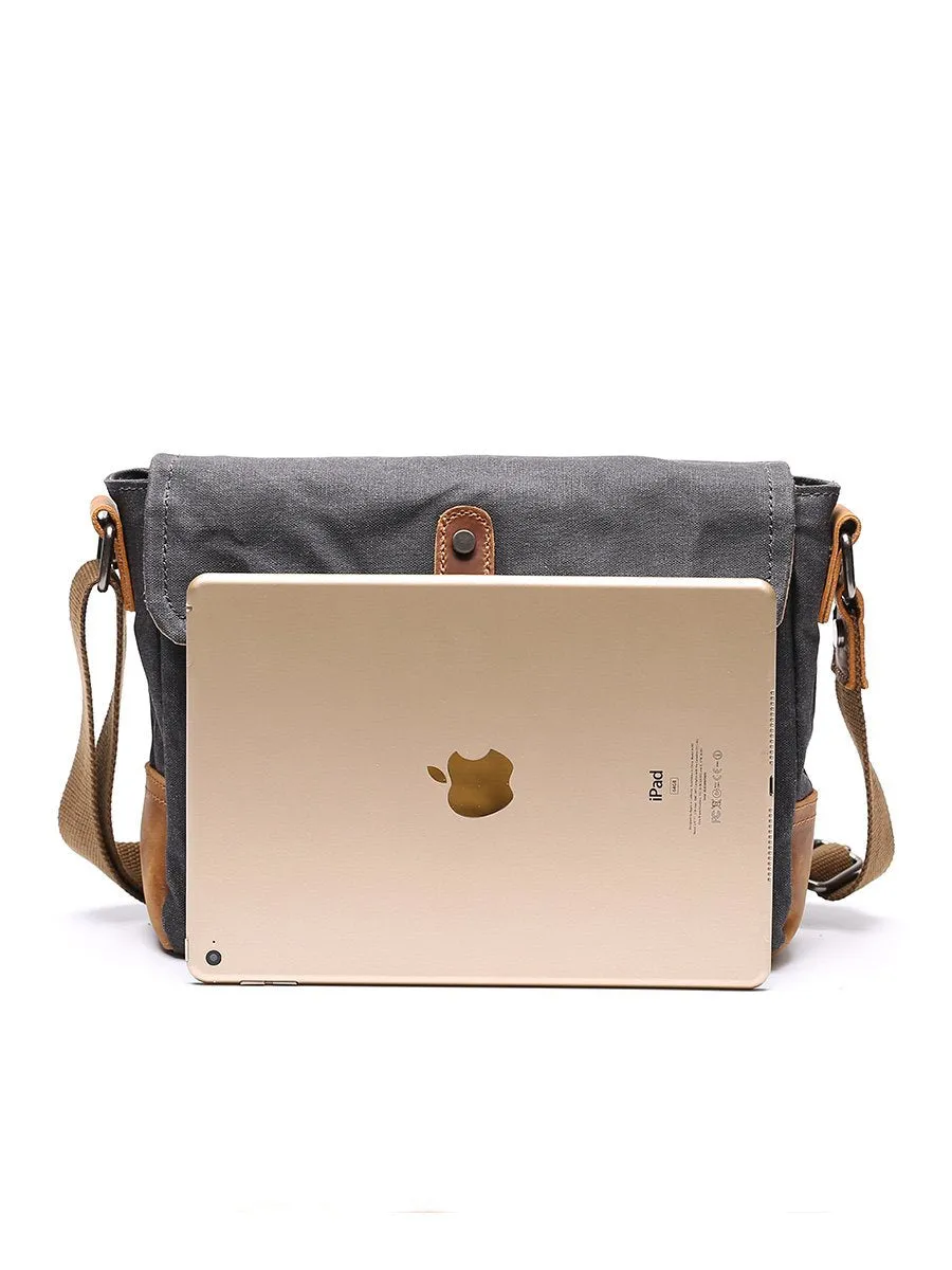 Small Waxed Canvas Crossbody Bag Mens Waterproof Camera Bag Green Side Bag Courier Bag Canvas Messenger Bag for Men