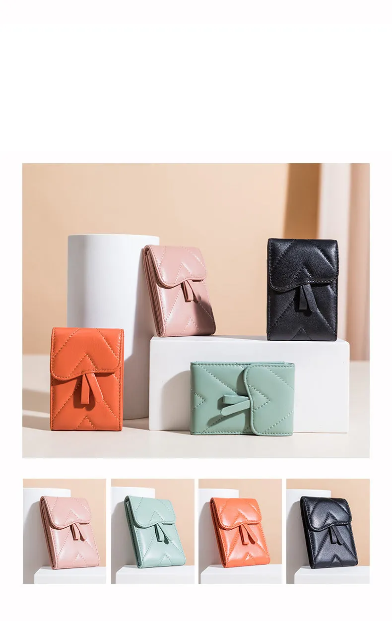 Small Women Leather Card Holder Small Card Wallet Sheepskin Card Holder Credit Card Holder For Women