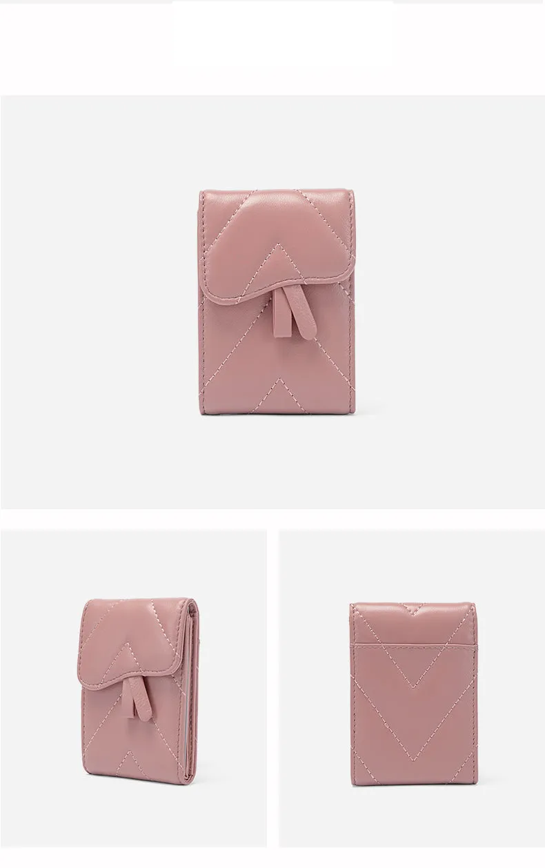 Small Women Leather Card Holder Small Card Wallet Sheepskin Card Holder Credit Card Holder For Women