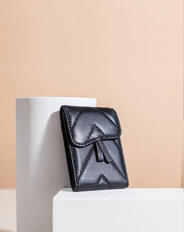 Small Women Orange Leather Card Holder Small Card Wallet Sheepskin Card Holder Credit Card Holder For Women