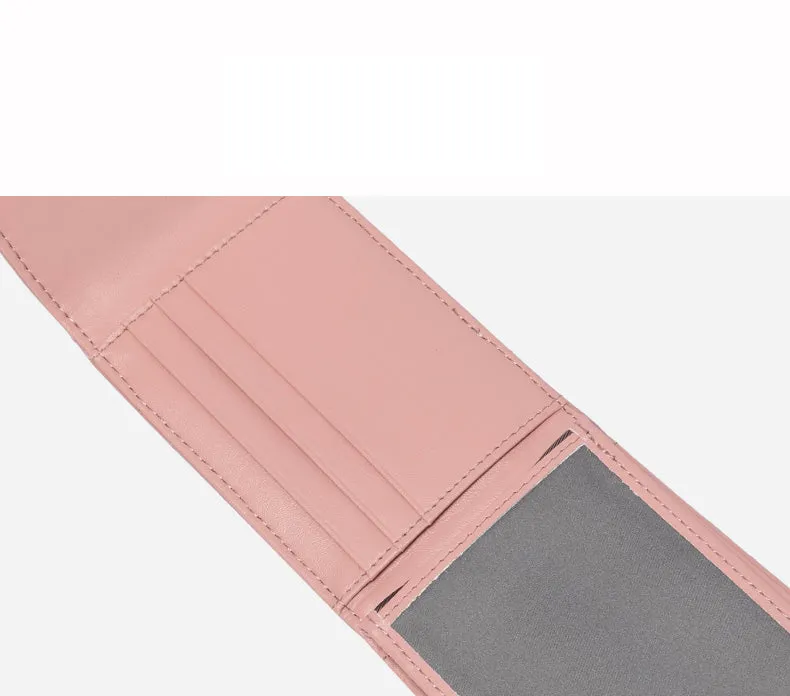 Small Women Orange Leather Card Holder Small Card Wallet Sheepskin Card Holder Credit Card Holder For Women