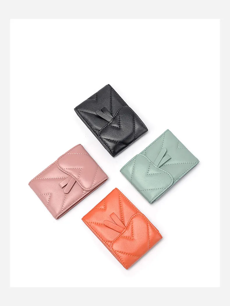 Small Women Pink Leather Card Holder Small Card Wallet Sheepskin Card Holder Credit Card Holder For Women