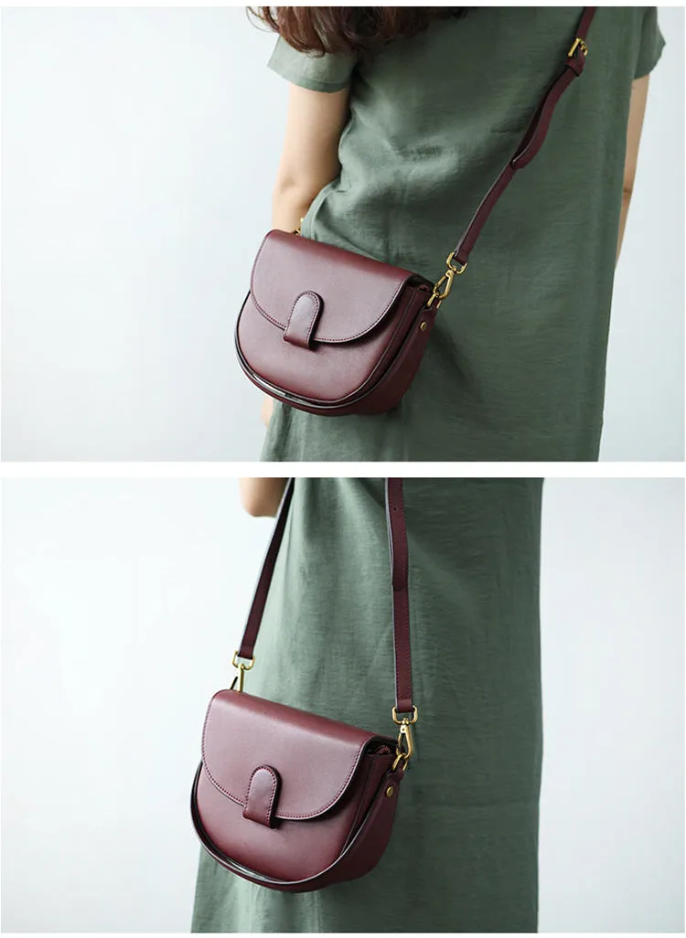 Stylish LEATHER WOMEN Saddle Handbag SHOULDER BAG Crossbody Purse FOR WOMEN