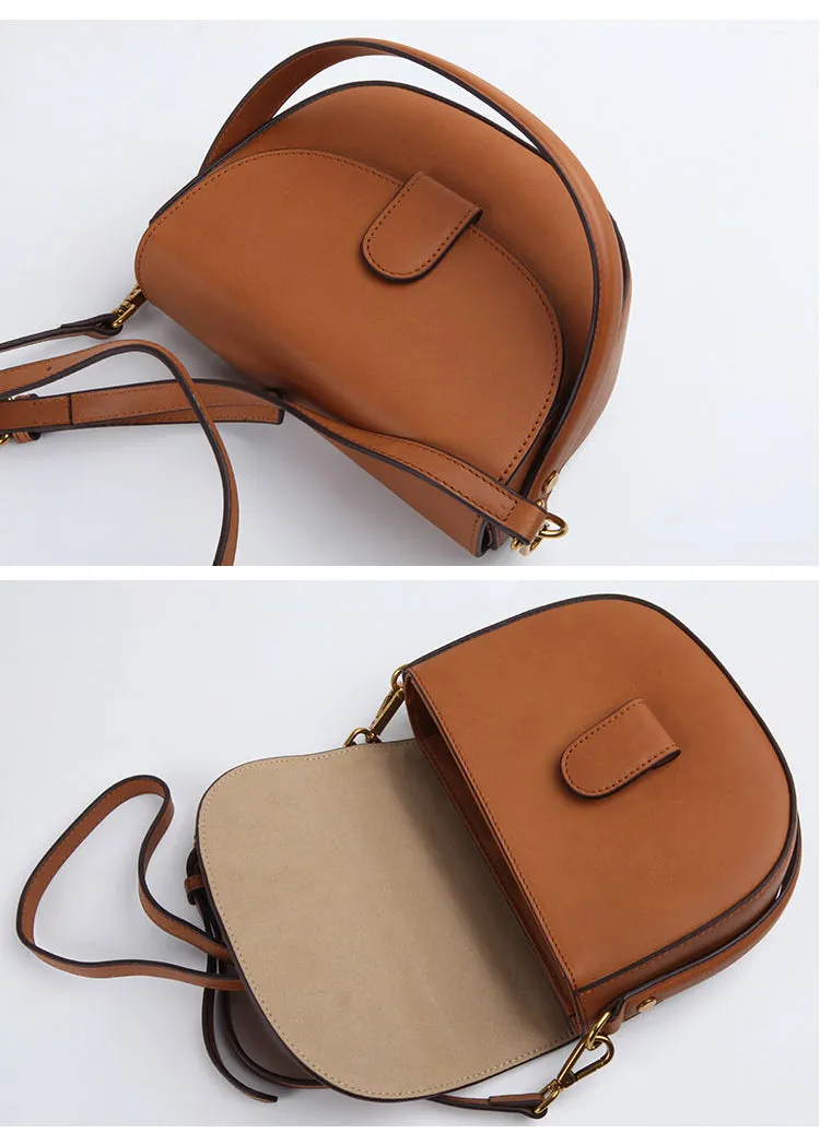 Stylish LEATHER WOMEN Saddle Handbag SHOULDER BAG Crossbody Purse FOR WOMEN