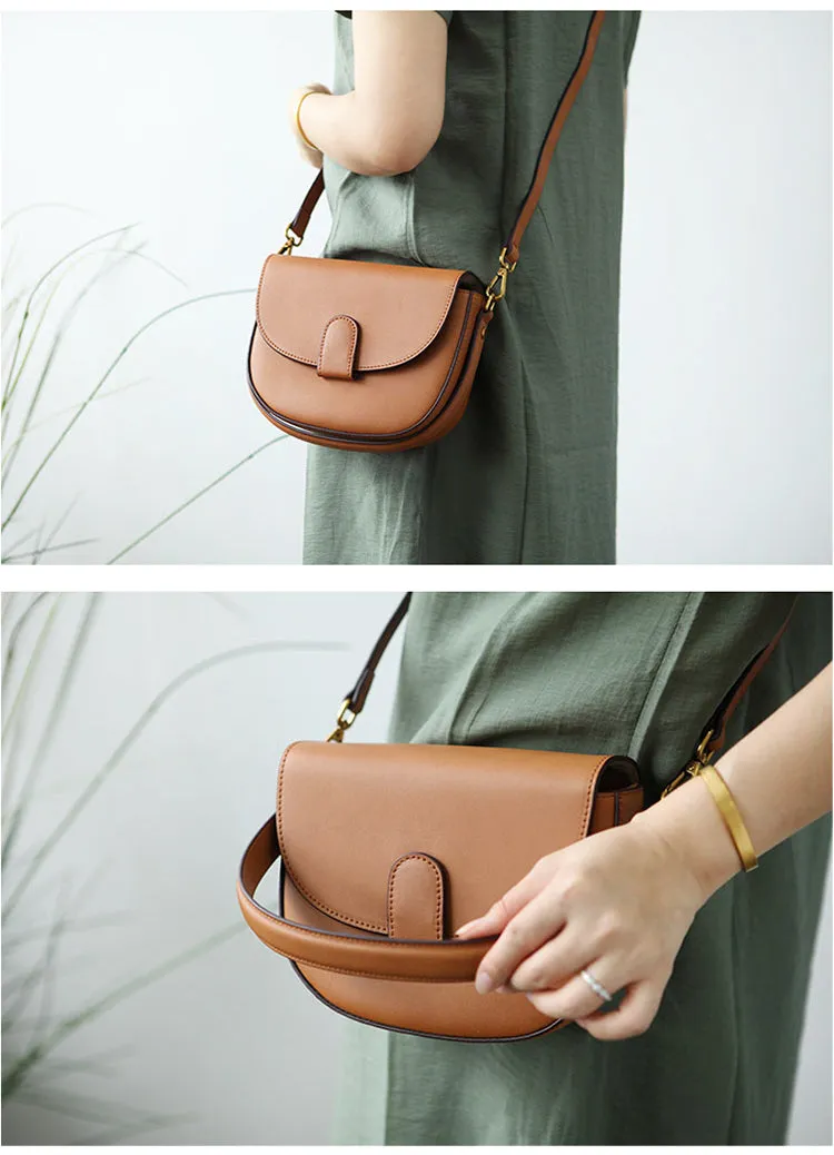Stylish LEATHER WOMEN Saddle Handbag SHOULDER BAG Crossbody Purse FOR WOMEN
