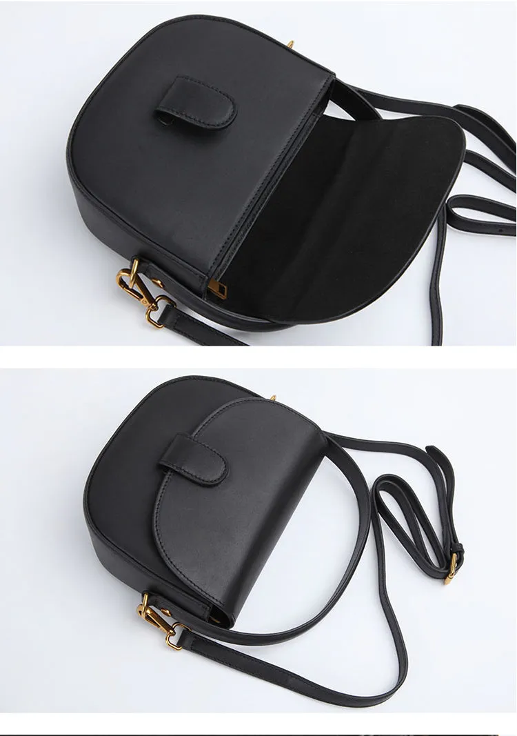 Stylish LEATHER WOMEN Saddle Handbag SHOULDER BAG Crossbody Purse FOR WOMEN