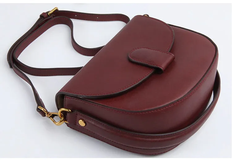 Stylish LEATHER WOMEN Saddle Handbag SHOULDER BAG Crossbody Purse FOR WOMEN