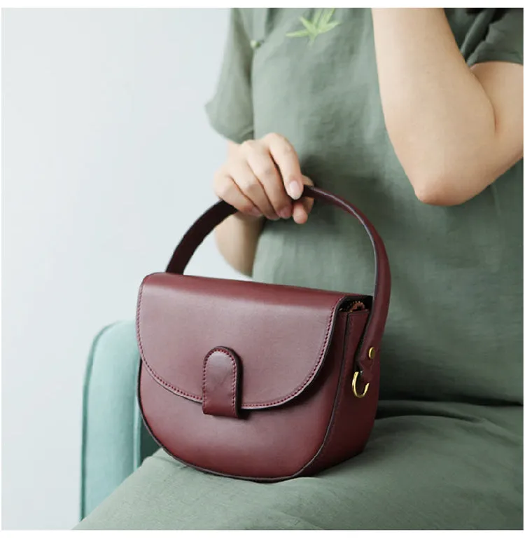 Stylish LEATHER WOMEN Saddle Handbag SHOULDER BAG Crossbody Purse FOR WOMEN