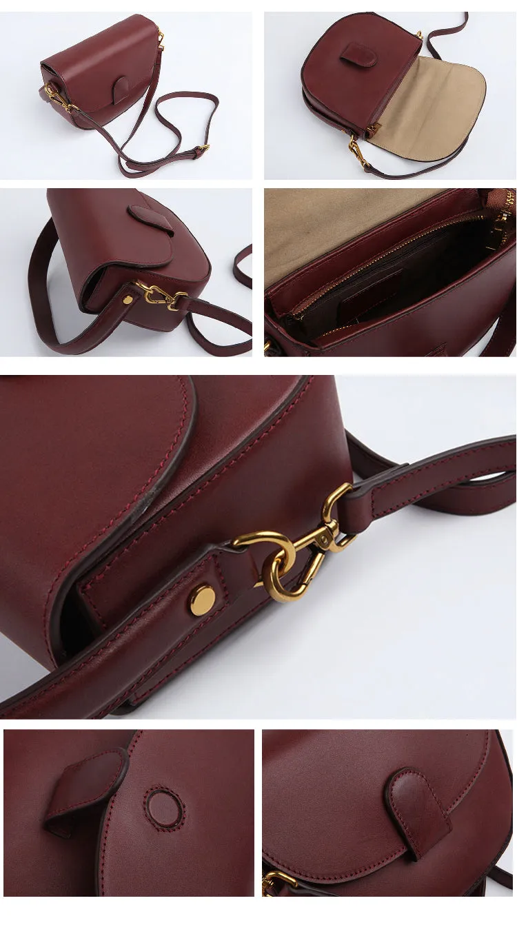Stylish LEATHER WOMEN Saddle Handbag SHOULDER BAG Crossbody Purse FOR WOMEN