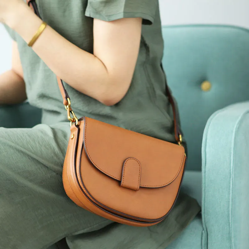 Stylish LEATHER WOMEN Saddle Handbag SHOULDER BAG Crossbody Purse FOR WOMEN