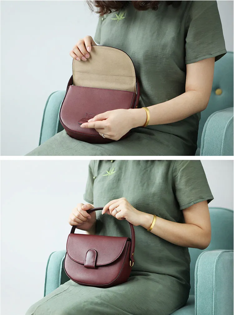 Stylish LEATHER WOMEN Saddle Handbag SHOULDER BAG Crossbody Purse FOR WOMEN