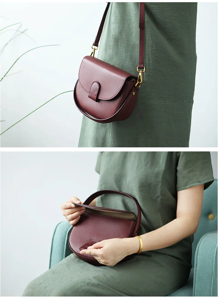 Stylish LEATHER WOMEN Saddle Handbag SHOULDER BAG Crossbody Purse FOR WOMEN