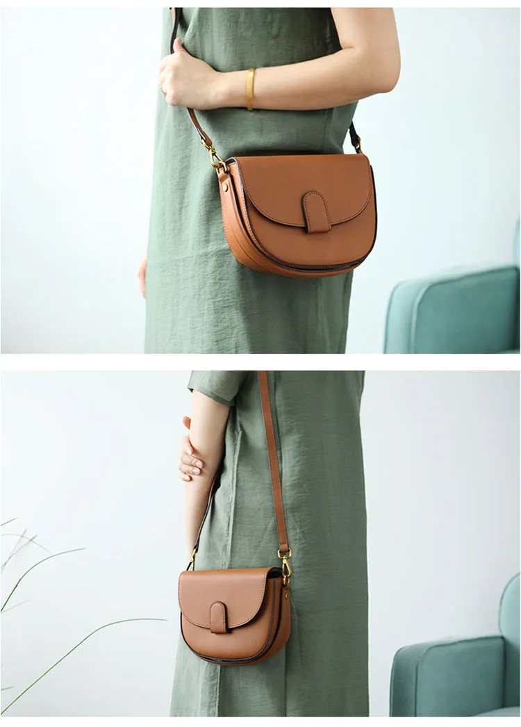 Stylish LEATHER WOMEN Saddle Handbag SHOULDER BAG Crossbody Purse FOR WOMEN