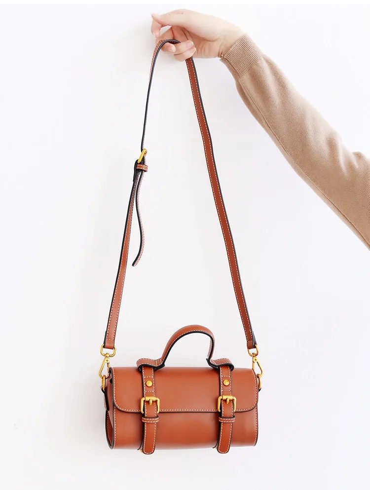 Stylish LEATHER WOMENs Barrel Handbags SHOULDER BAGs Purse FOR WOMEN