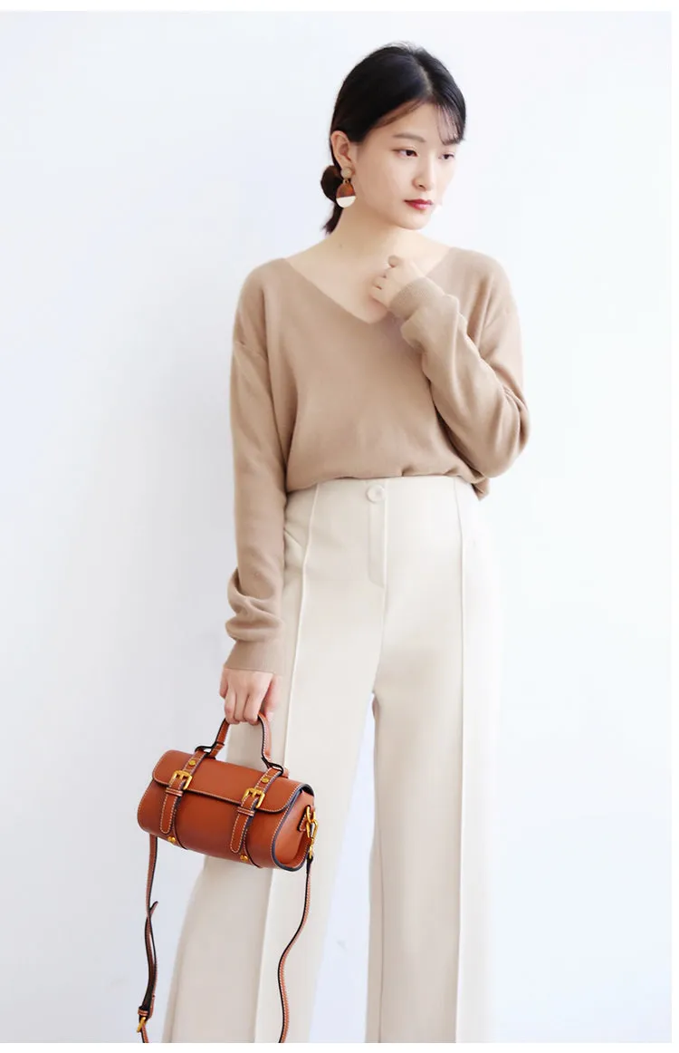 Stylish LEATHER WOMENs Barrel Handbags SHOULDER BAGs Purse FOR WOMEN