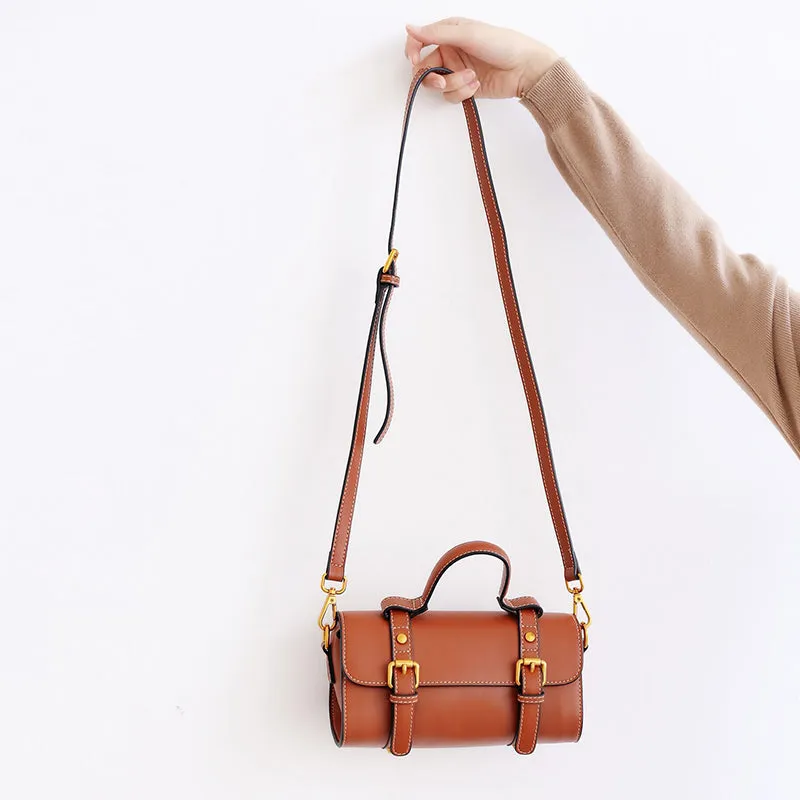 Stylish LEATHER WOMENs Barrel Handbags SHOULDER BAGs Purse FOR WOMEN