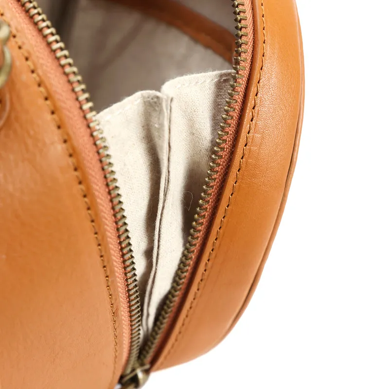 Stylish LEATHER WOMENs Circle Handbag Purse Round SHOULDER Purse for Women