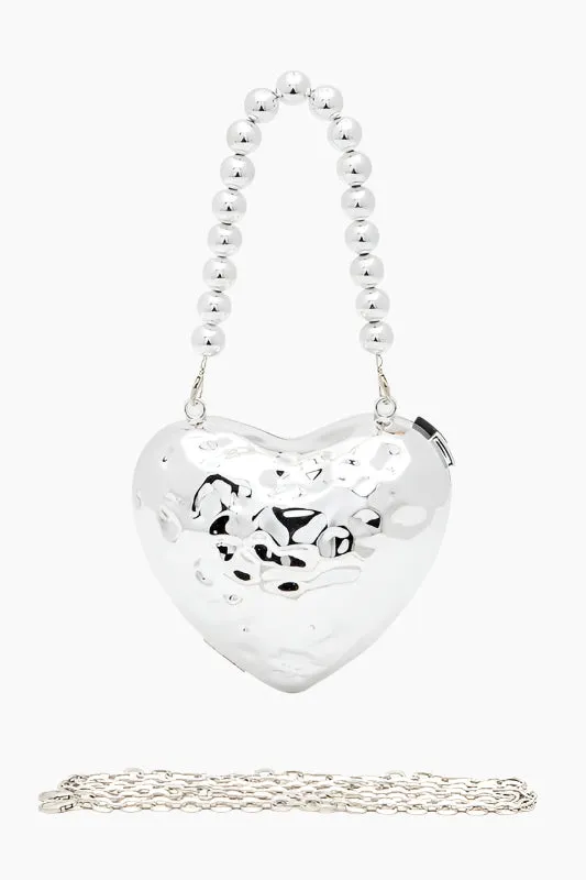 Textured Heart Swing Clutch Bag