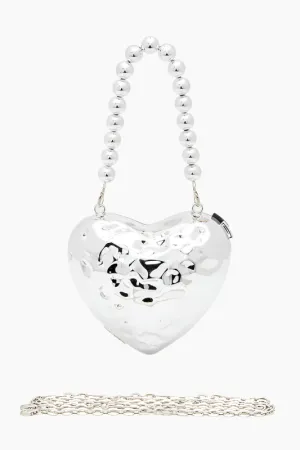 Textured Heart Swing Clutch Bag