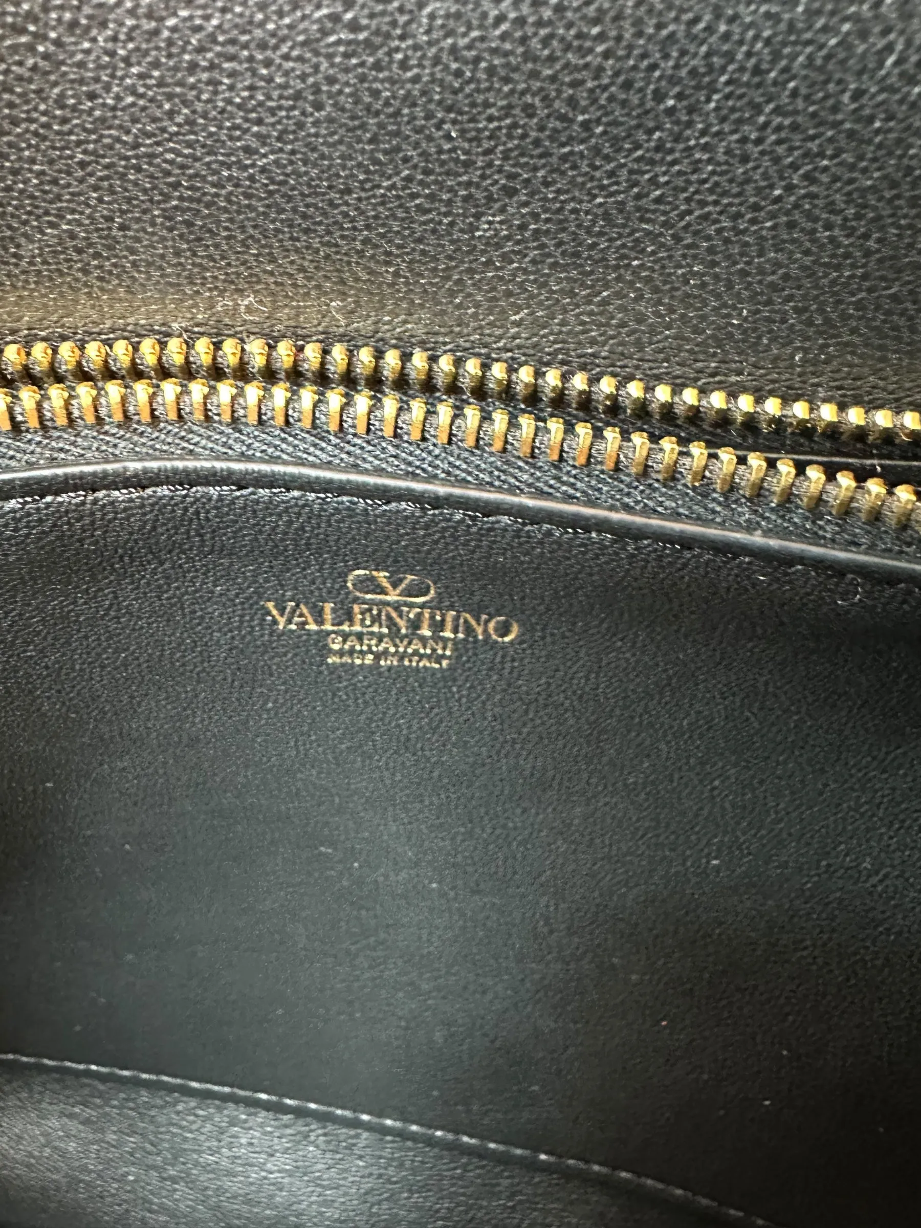 Valentino Black Leather Vlogo Bucket Bag