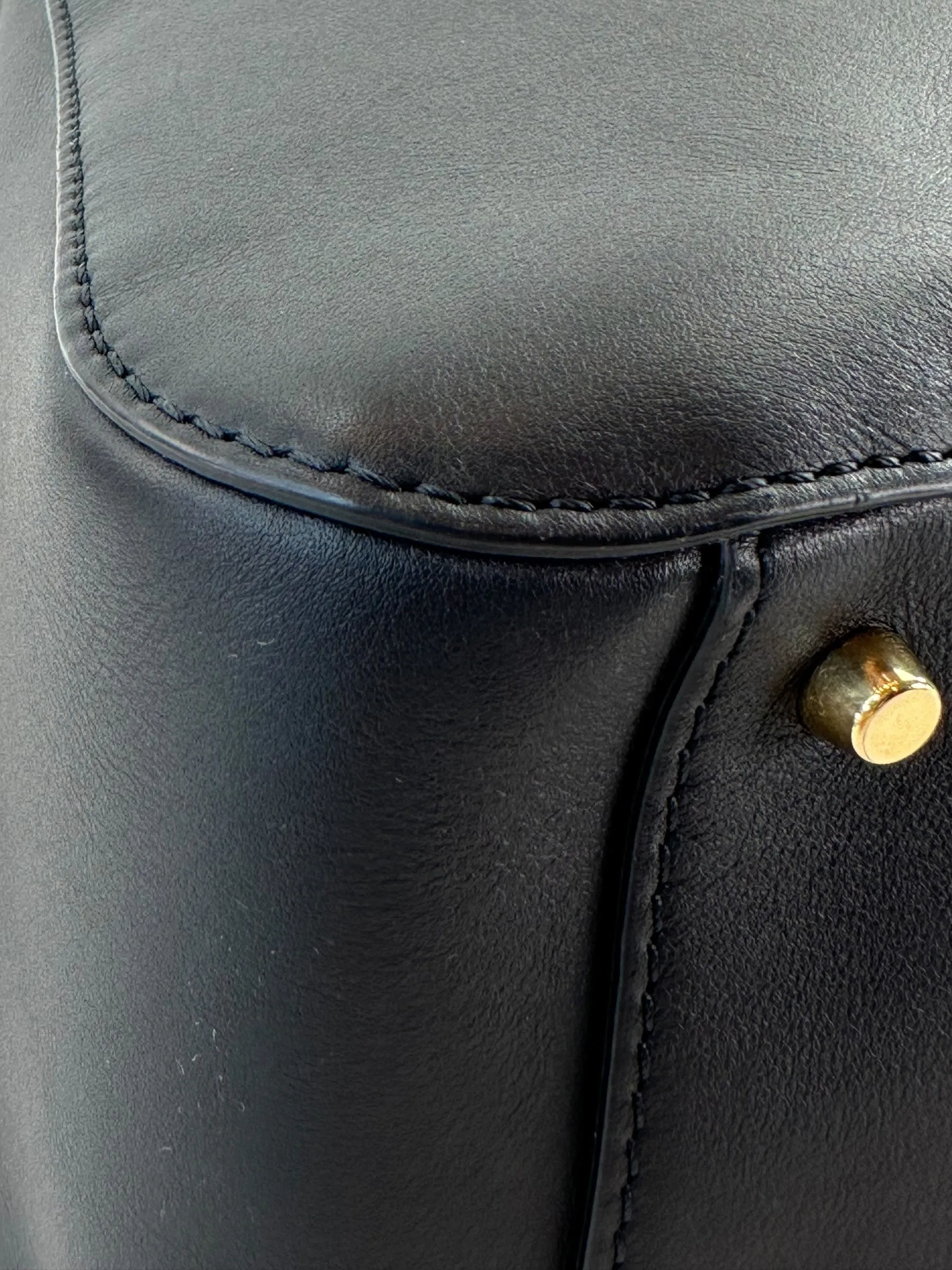 Valentino Black Leather Vlogo Bucket Bag
