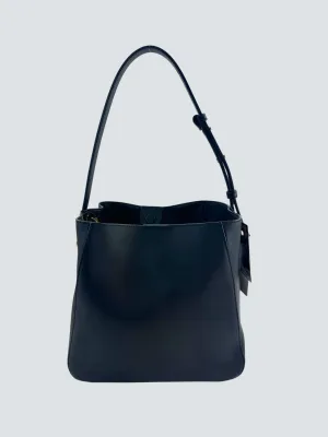 Valentino Black Leather Vlogo Bucket Bag