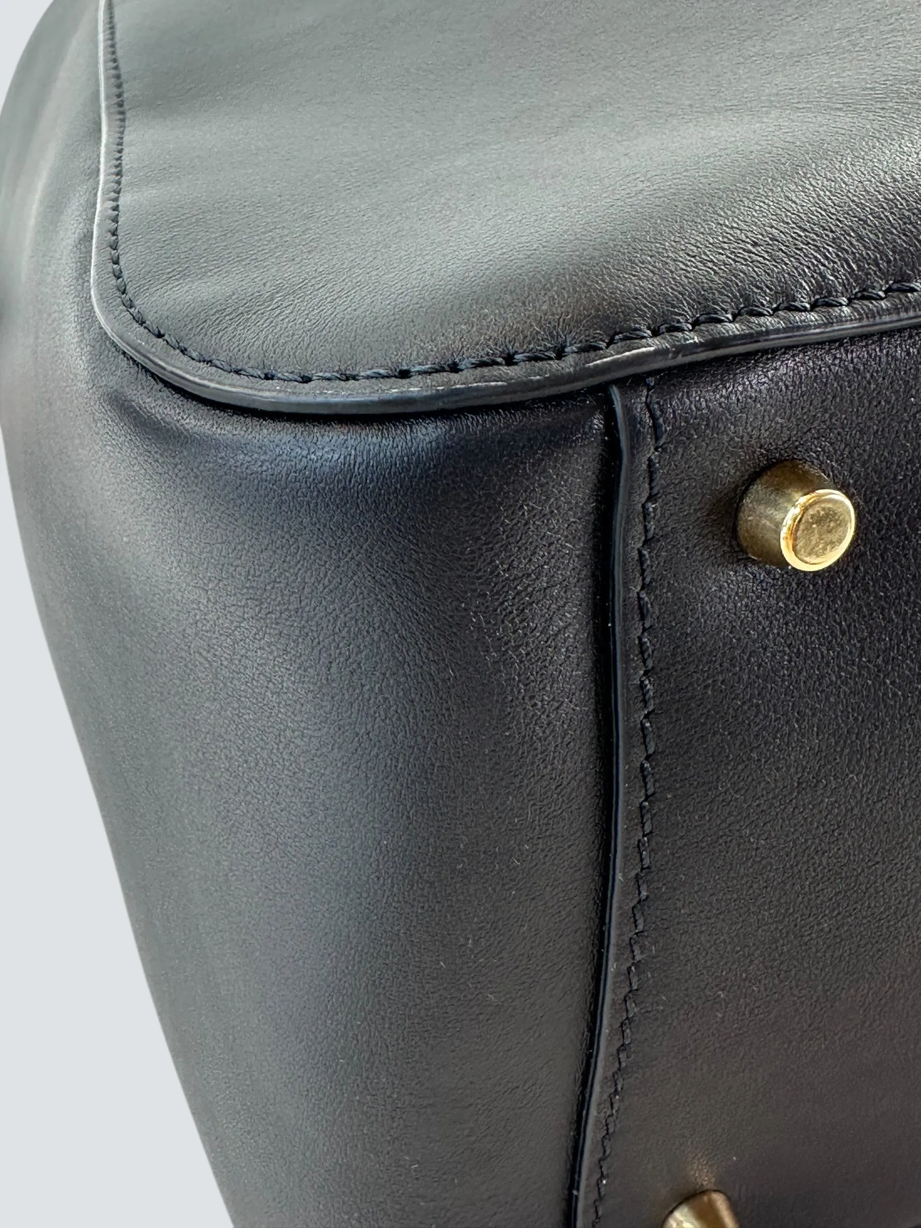 Valentino Black Leather Vlogo Bucket Bag