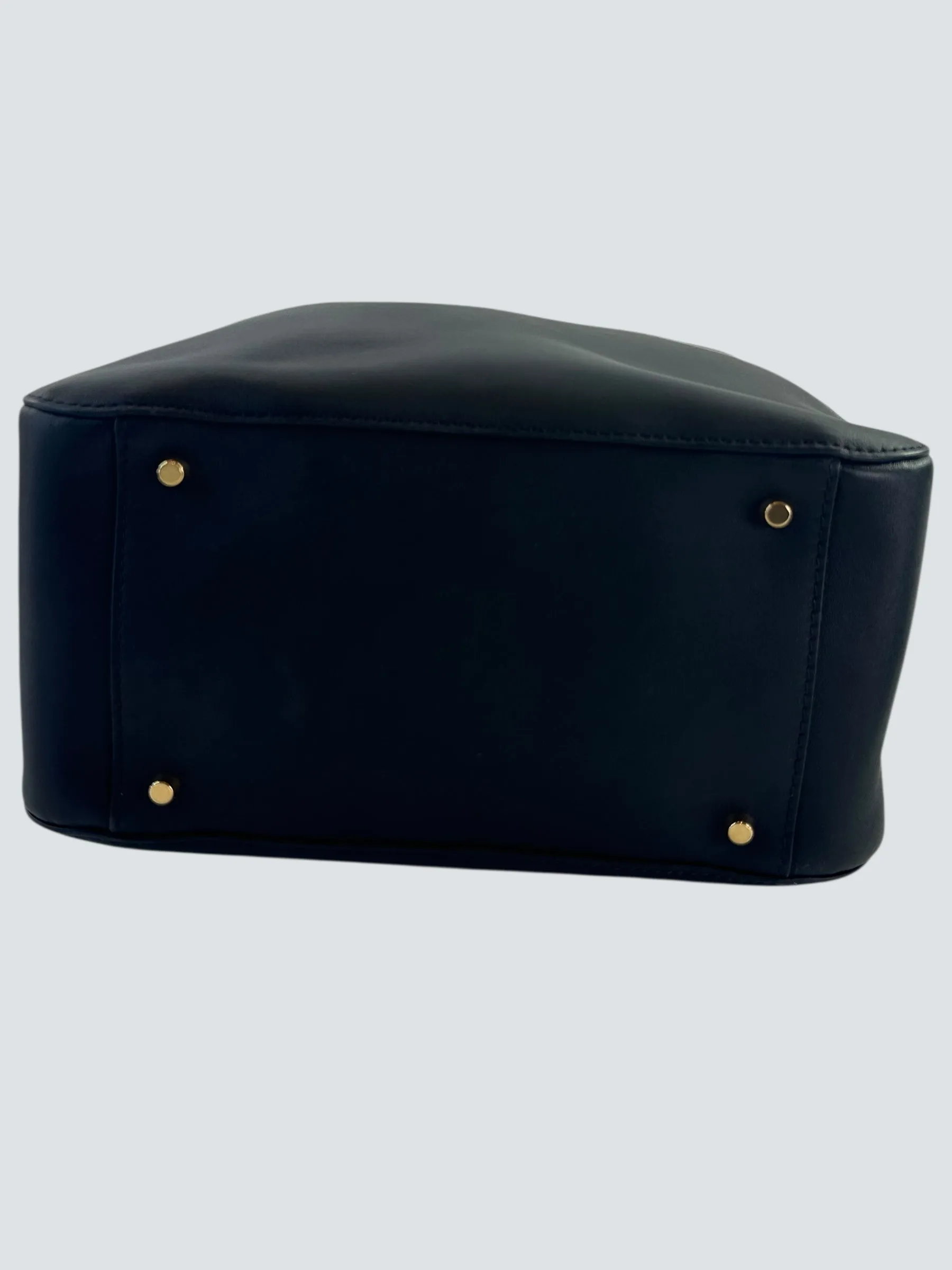 Valentino Black Leather Vlogo Bucket Bag