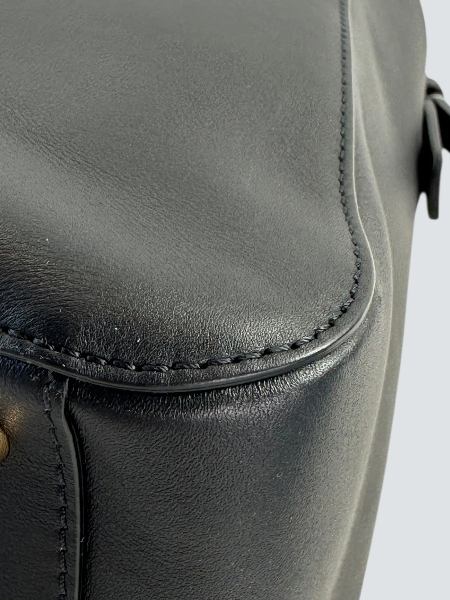 Valentino Black Leather Vlogo Bucket Bag