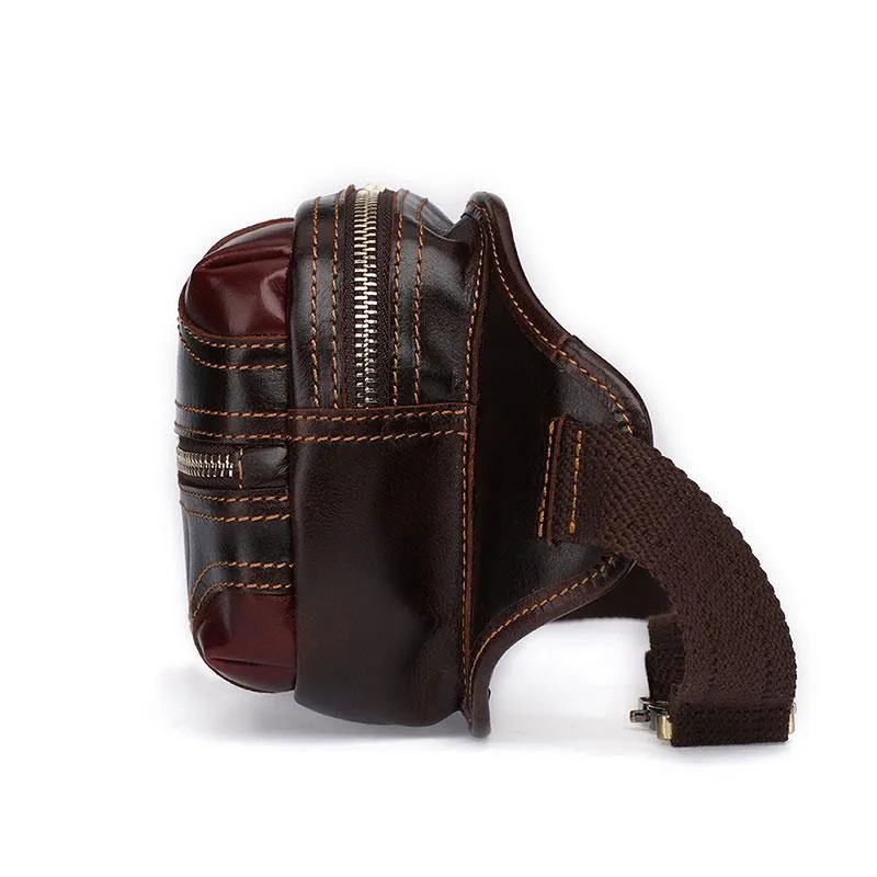 Vintage Coffee Brown LEATHER MENS FANNY PACK FOR MEN BUMBAG Vintage WAIST BAGS