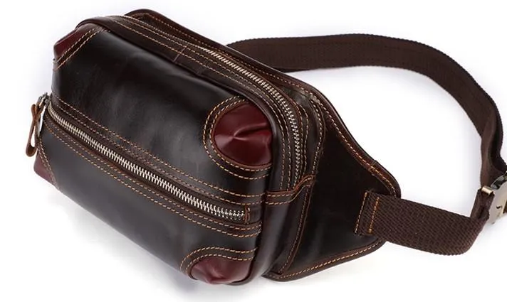 Vintage Coffee Brown LEATHER MENS FANNY PACK FOR MEN BUMBAG Vintage WAIST BAGS