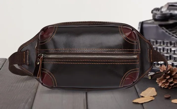 Vintage Coffee Brown LEATHER MENS FANNY PACK FOR MEN BUMBAG Vintage WAIST BAGS