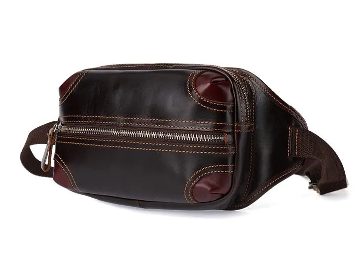 Vintage Coffee Brown LEATHER MENS FANNY PACK FOR MEN BUMBAG Vintage WAIST BAGS