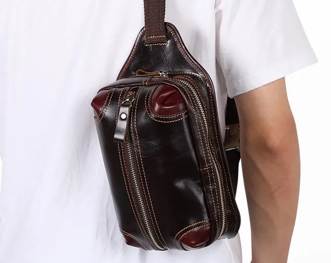 Vintage Coffee Brown LEATHER MENS FANNY PACK FOR MEN BUMBAG Vintage WAIST BAGS