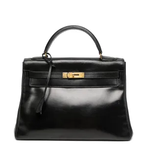 Vintage Kelly 28 Sellier Black Box GHW