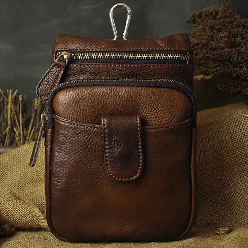 Vintage Leather Belt Pouches for Men Waist Bag BELT BAGs Shoulder Bag For Men