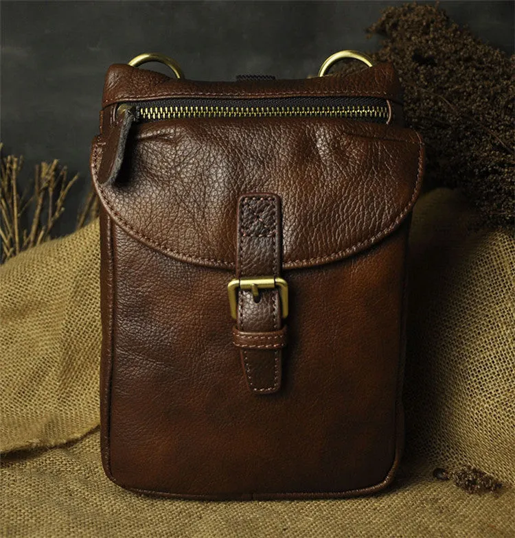 Vintage Leather Belt Pouches for Men Waist Bag BELT BAGs Shoulder Bag For Men