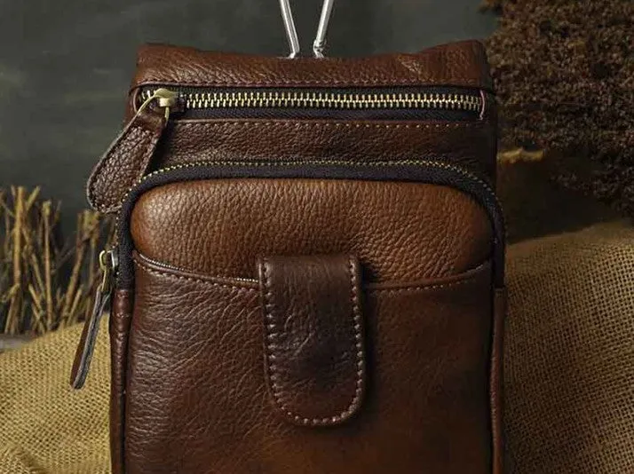 Vintage Leather Belt Pouches for Men Waist Bag BELT BAGs Shoulder Bag For Men