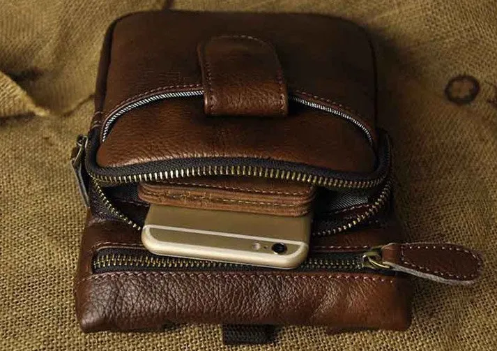 Vintage Leather Belt Pouches for Men Waist Bag BELT BAGs Shoulder Bag For Men