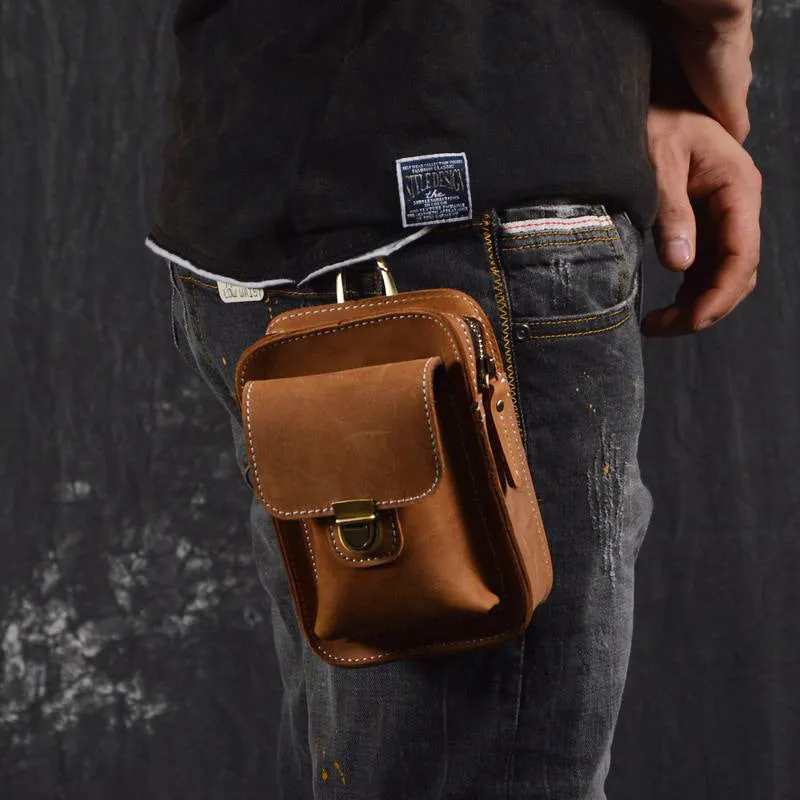 Vintage Leather Cigarette Case Belt Pouch for Men Waist Bag BELT BAG For Men