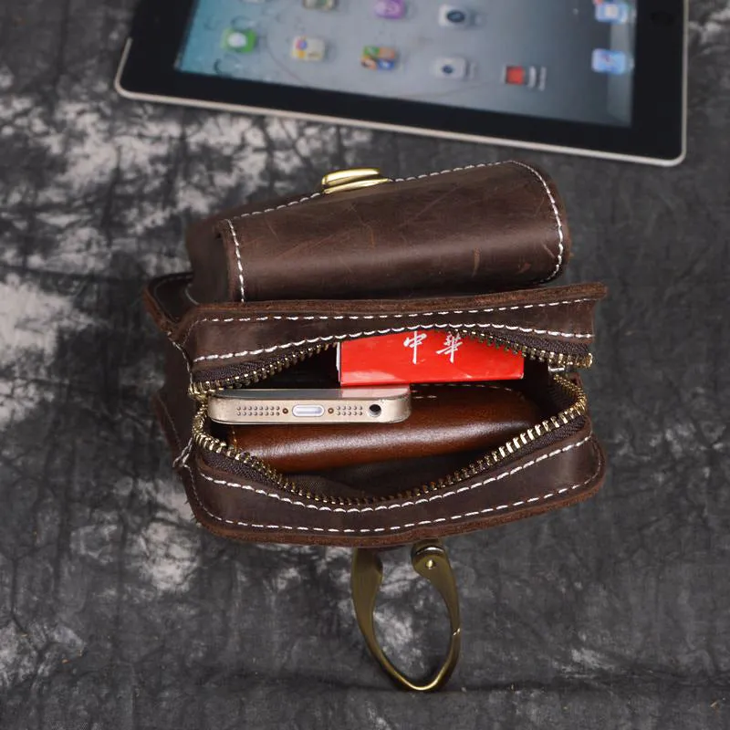 Vintage Leather Cigarette Case Belt Pouch for Men Waist Bag BELT BAG For Men