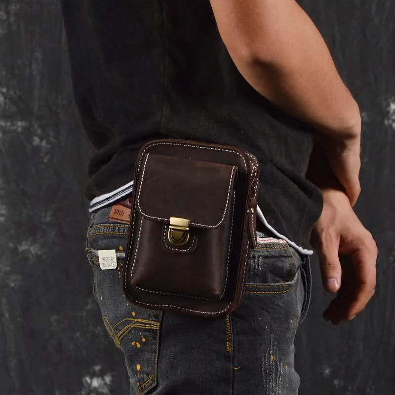 Vintage Leather Cigarette Case Belt Pouch for Men Waist Bag BELT BAG For Men