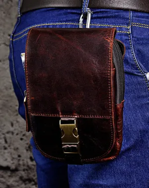 Vintage Leather Cigarette Case Belt Pouch for Men Waist Bags BELT BAG For Men