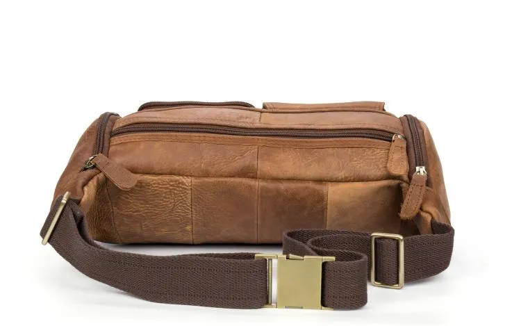 Vintage Leather Fanny Pack Mens Waist Bag Hip Pack Belt Bag Bumbag for Men