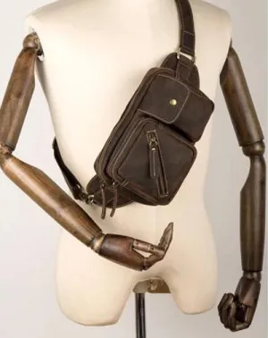Vintage Leather Fanny Pack Mens Waist Bag Hip Pack Belt Bag Bumbag for Men
