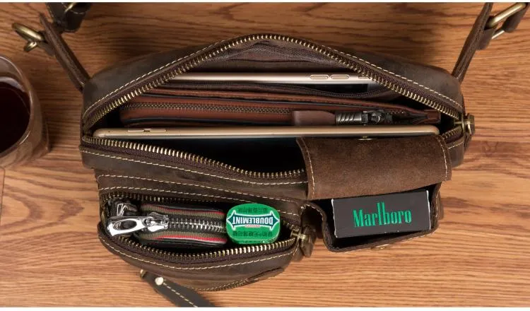 Vintage Leather Fanny Pack Mens Waist Bag Hip Pack Belt Bag Bumbag for Men