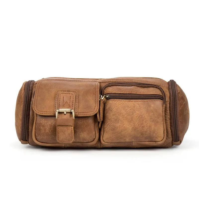 Vintage Leather Fanny Pack Mens Waist Bag Hip Pack Belt Bag Bumbag for Men