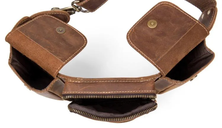 Vintage Leather Fanny Pack Mens Waist Bag Hip Pack Belt Bag Bumbag for Men