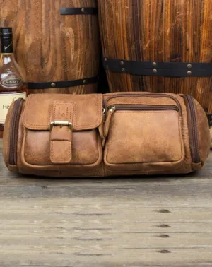 Vintage Leather Fanny Pack Mens Waist Bag Hip Pack Belt Bag Bumbag for Men
