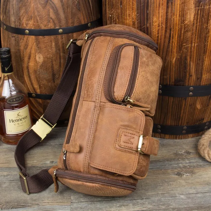 Vintage Leather Fanny Pack Mens Waist Bag Hip Pack Belt Bag Bumbag for Men